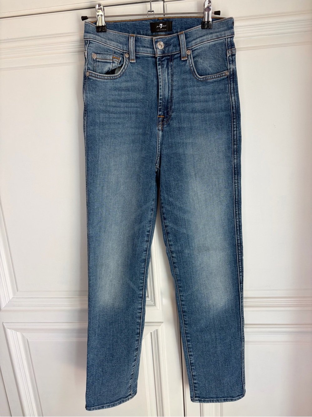 7 For All Mankind Slim Straight Jeans in Light Blue